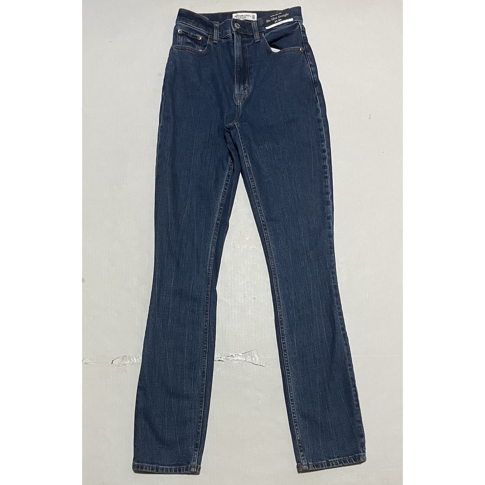NWT Womens Abercrombie Ultra High Rise Jean 24 (00) Long Slim Straight Denim